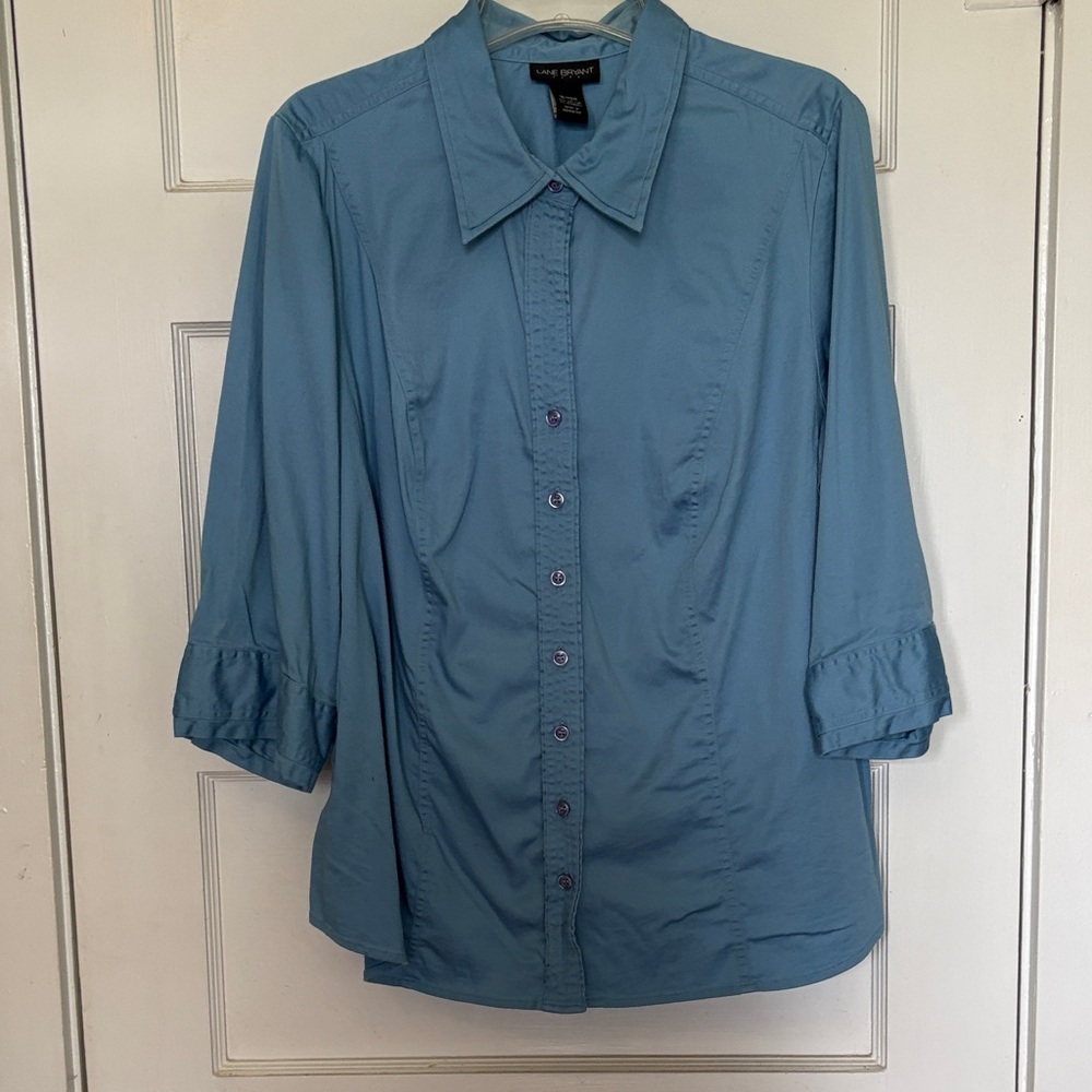 Lane Bryant Cornflower Blue Button-Front Blouse Size 18/20W